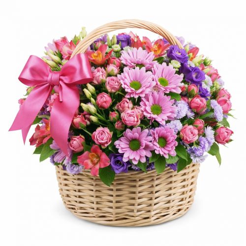 Цветочная композиция в корзине «Стильный вечер»