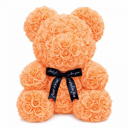 Мишка из роз оранжевый (40 см)