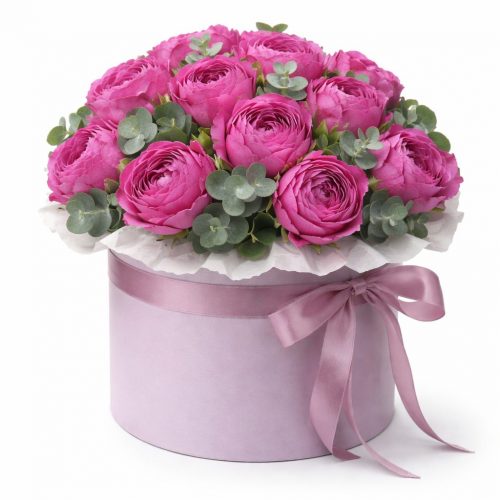 Цветы в шляпной коробке «Магия роз»