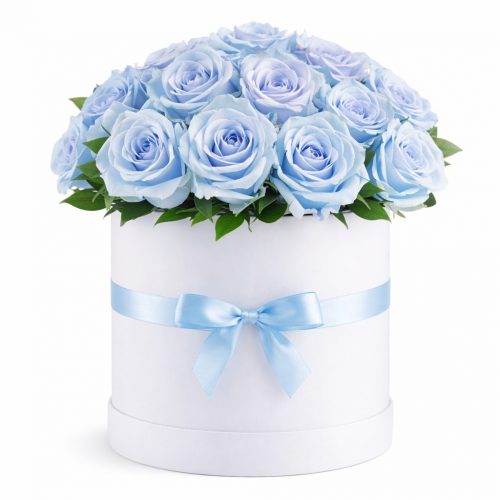 Цветы в шляпной коробке «Голубая мечта»