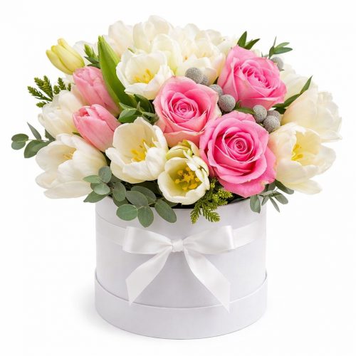 Цветы в коробке «Весенний поцелуй»