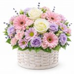 Цветы в корзинке с герберами