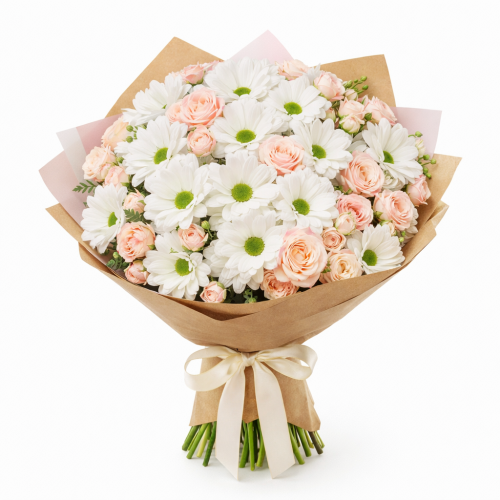 Цветочный букет «Снежная роза»