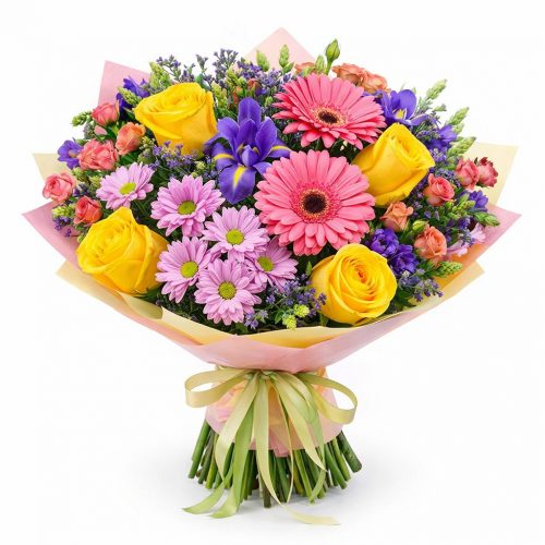 Флористический букет «Сиреневый рассвет»